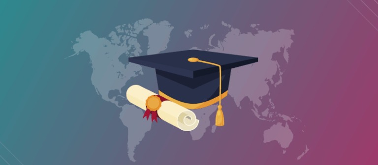 Diploma com mapa mundi